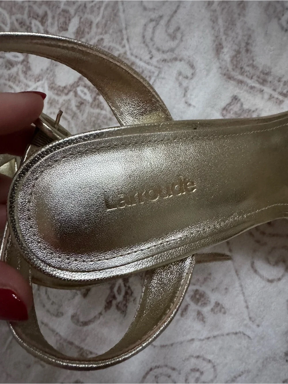 Larroude Dolly gold metallic platform heels size 8